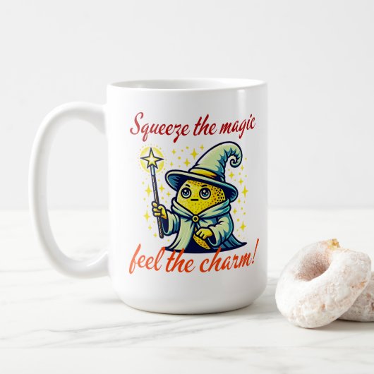 Niedlicher Zauberer Lemon mit Zauberstab Kaffeetasse (Mit Donut)