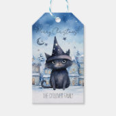 Niedlicher Zauberkünstler Schwarze Katze Weihnacht Geschenkanhänger (Vorderseite)