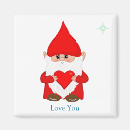 Niedlicher Zaubernome mit Herz auf Weiß Magnet