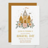 Niedlicher Zaubertag Burg Princess Geburtstag Einladung (Vorne/Hinten)