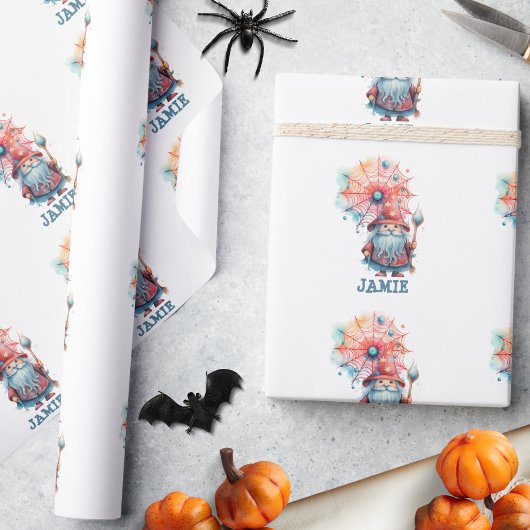 Niedlicher Zaubertrick oder Halloween-Bonbons beha Geschenkpapier