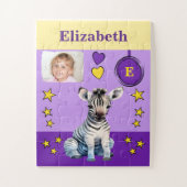 Niedlicher Zebra-Foto-Name lila-Gelbe Kinder Puzzle (Vertikal)
