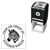 Niedlicher Zebra Head Round Library Name Permastempel (Beispiel)