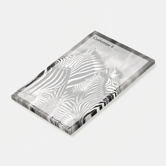 Niedlicher Zebra Herd Nature Safari Schwarz-weiß Post-it Klebezettel (angewinkelt)