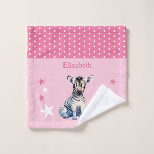 Niedlicher Zebra hinzufügen Namen Polka Punkte Ste Waschlappen (Waschlappen)