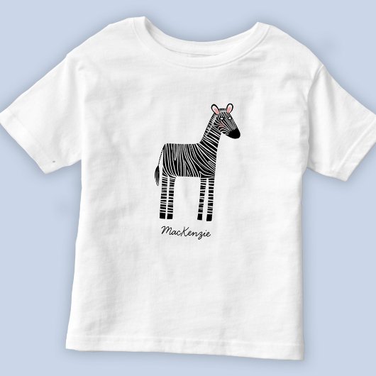 Niedlicher Zebra-Individuelle Name Kleinkind T-shirt