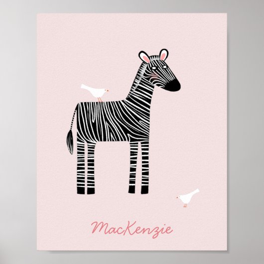 Niedlicher Zebra-Name Rosa Poster (Vorne)