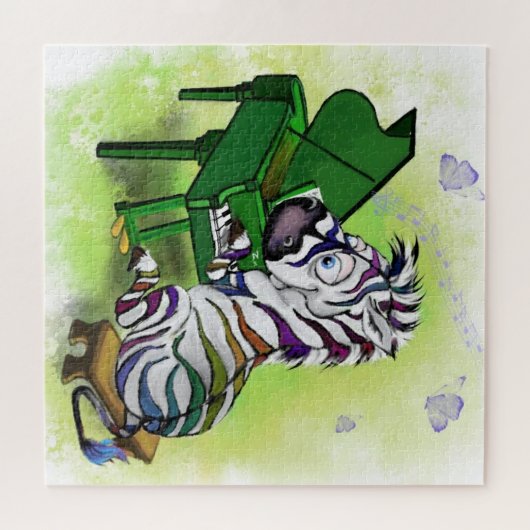 Niedlicher Zebra Piano Player - Cartoon Puzzle (Horizontal)