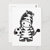 Niedlicher Zebra Playing Soccer Cartoon Postkarte (Vorne/Hinten)
