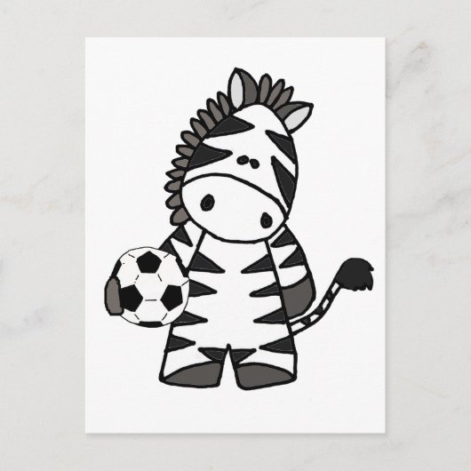 Niedlicher Zebra Playing Soccer Cartoon Postkarte (Vorderseite)