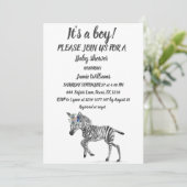 Niedlicher Zebra Safari Jungle Muster Tier Baby Bo Einladung (Stehend Vorderseite)