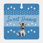 Niedlicher Zebra-shhh-Name ist das Schlaf blau Ornament Aus Metall (Rückseite)