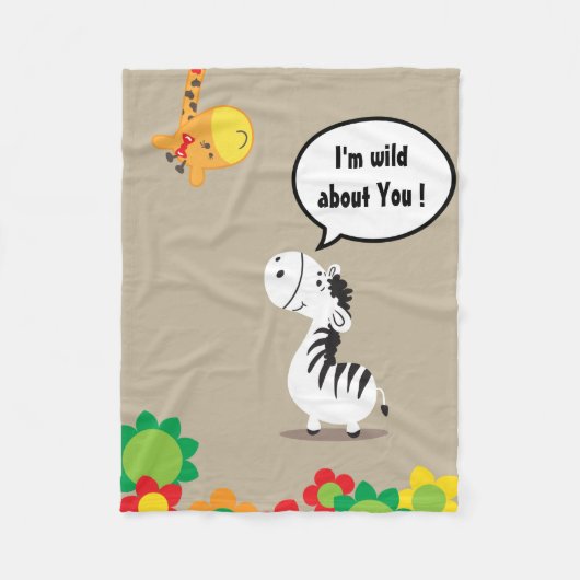 Niedlicher Zebra und Giraffe des glücklichen Fleecedecke (Vorderseite)