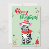 Niedlicher Zebra-Weihnachtsbaumname Feiertagskarte (Vorderseite)