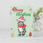 Niedlicher Zebra-Weihnachtsbaumname Feiertagskarte (Stehend Vorderseite)