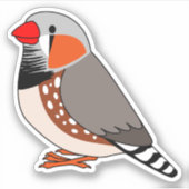 Niedlicher Zebrafinch-Cartoon zeichnend Aufkleber (Vorderseite)