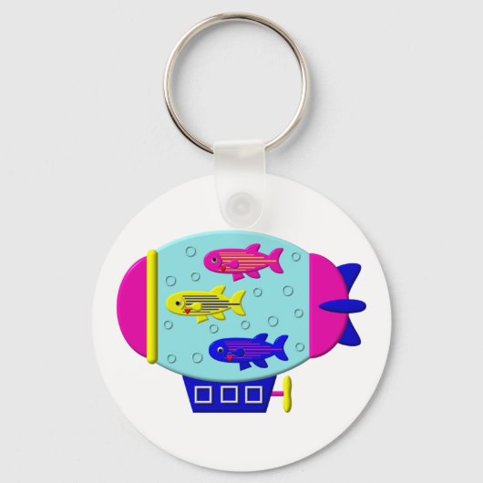 Niedlicher Zebrafisch in einem Zeppelin Schlüsselanhänger (Vorderseite)