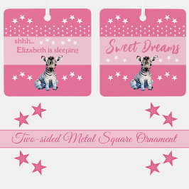 Niedlicher Zebrashhh Name ist pink Ornament Aus Metall