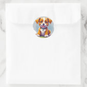 Niedlicher Zeichenhund Runder Aufkleber (Tasche)