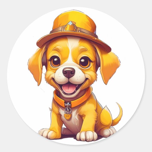 Niedlicher Zeichenhund Runder Aufkleber (Vorderseite)