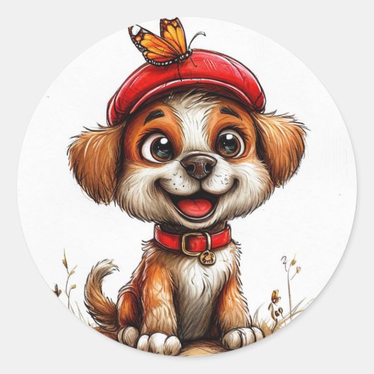 Niedlicher Zeichenhund Runder Aufkleber (Vorderseite)