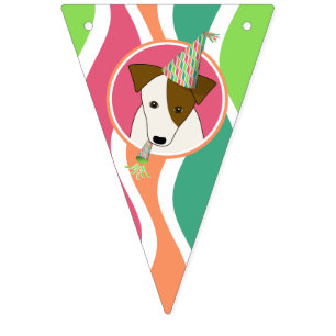 niedlicher Zeichentrickhund mit Party-Hut-Geburtsh Wimpelkette