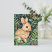 Niedlicher zeichn eines Hasses auf dem Waldboden Postkarte (Stehend Vorderseite)