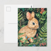 Niedlicher zeichn eines Hasses auf dem Waldboden Postkarte (Vorne/Hinten)