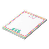 Niedlicher Zickzack Kaktus Pink Blume Lehrer Notizblock (Rotiert)