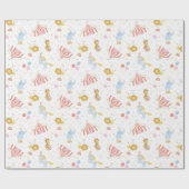 Niedlicher Zirkus mit Zelten und weißen Tieren Geschenkpapier (Flach)