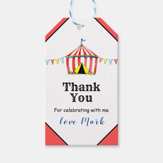 Niedlicher Zirkusgeburtsstag Geschenkanhänger (Vorderseite)