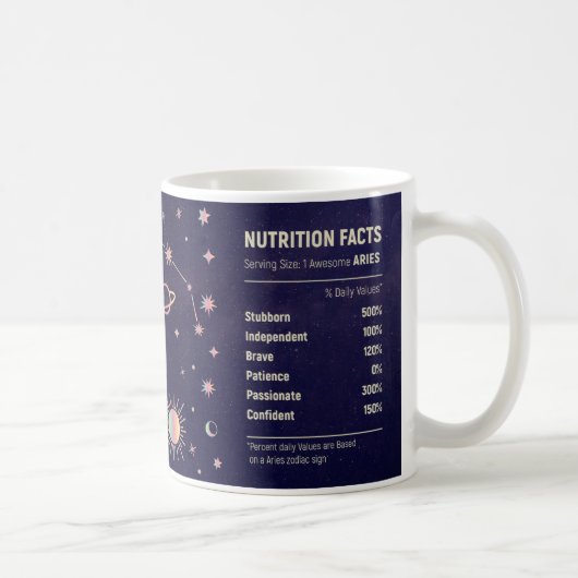 Niedlicher Zodiac Aries Nährwerteinfluss Kaffeetasse (Rechts)