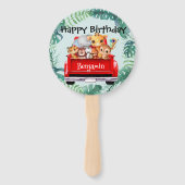 Niedlicher Zoo-Dschungelbauernjunge Birthday Party Fächer (Rückseite)