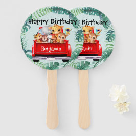 Niedlicher Zoo-Dschungelbauernjunge Birthday Party Fächer