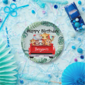 Niedlicher Zoo-Dschungelbauernjunge Birthday Party Pappteller (Party)