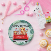 Niedlicher Zoo-Dschungelbauernjunge Birthday Party Pappteller (Party)