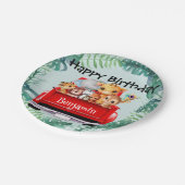 Niedlicher Zoo-Dschungelbauernjunge Birthday Party Pappteller (Schrägansicht)