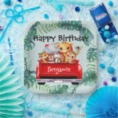 Niedlicher Zoo-Dschungelbauernjunge Birthday Party Pappteller (Party)