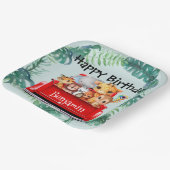 Niedlicher Zoo-Dschungelbauernjunge Birthday Party Pappteller (Gewinkelt)