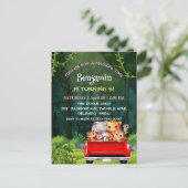 Niedlicher Zoo-Dschungelbaum Traktor Junge Geburts Postkarte (Stehend Vorderseite)