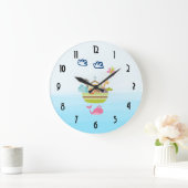 Niedlicher Zoo Tiergarten mit Schmetterling und Wa Große Wanduhr (Zuhause)