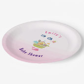 Niedlicher Zoo Tiergarten Rosa Kinderdusche Pappteller (Schrägansicht)