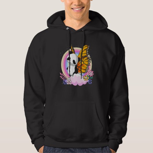 Niedlicher Zootier Fantasy Rainbow Butterfly Panda Hoodie (Vorderseite)