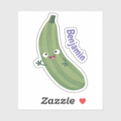Niedlicher Zucchini-Happy-Cartoon Aufkleber (Blatt)