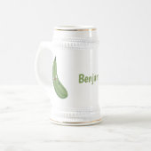 Niedlicher Zucchini-Happy-Cartoon Bierglas (Vorderseite Links)