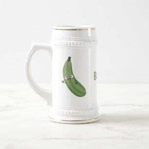 Niedlicher Zucchini-Happy-Cartoon Bierglas