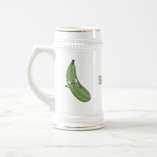 Niedlicher Zucchini-Happy-Cartoon Bierglas (Links)