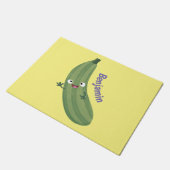 Niedlicher Zucchini-Happy-Cartoon Fußmatte (Schrägansicht)