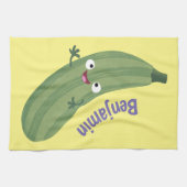 Niedlicher Zucchini-Happy-Cartoon Geschirrtuch (Horizontal)