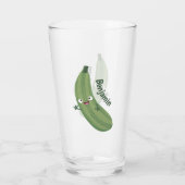 Niedlicher Zucchini-Happy-Cartoon Glas (Rückseite)
